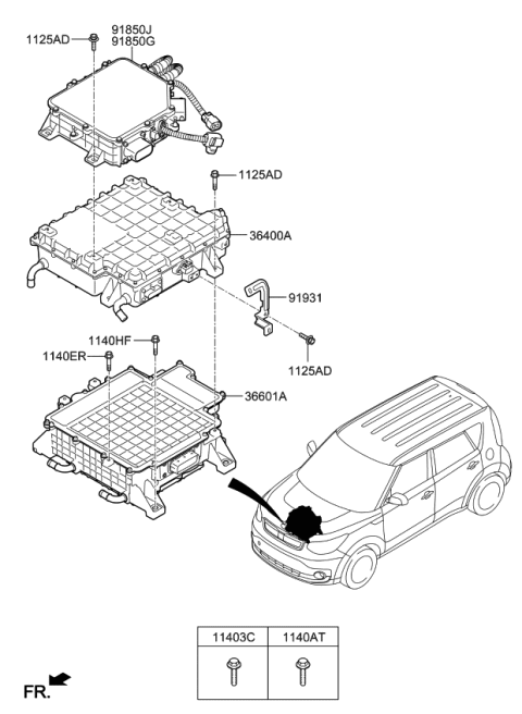 2019 Kia Soul EV Onboard Charger Assembly Diagram for 364000E040