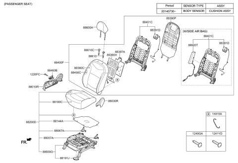 2019 Kia Soul EV Frame Assembly-Front Seat B Diagram for 88410E4010