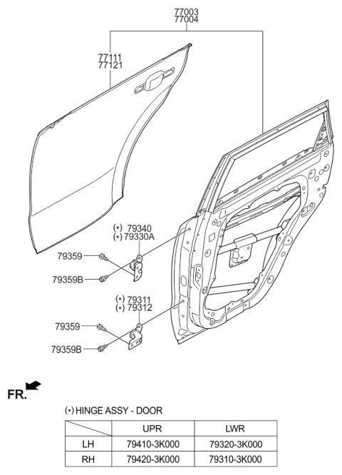 2016 Kia Soul EV Rear Door Panel Diagram