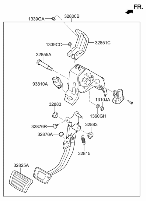 2016 Kia Soul EV Brake & Clutch Pedal Diagram