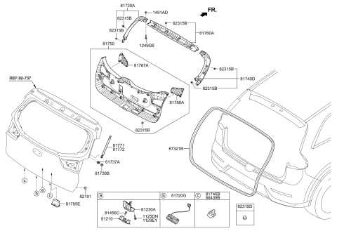 2020 Kia Niro EV Tail Gate Latch Assembly Diagram for 81230G5000