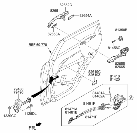 2019 Kia Niro EV Door Outside Handle Assembly Diagram for 82651G5000C3S