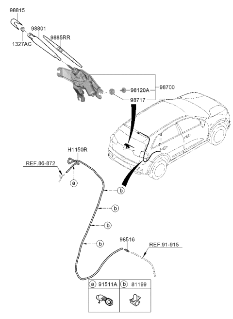 2022 Kia Niro EV Cap-Rear WIPER Arm Diagram for 98812G5000