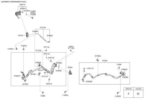 2021 Kia Niro EV Air Condition System-Cooler Line Diagram 1