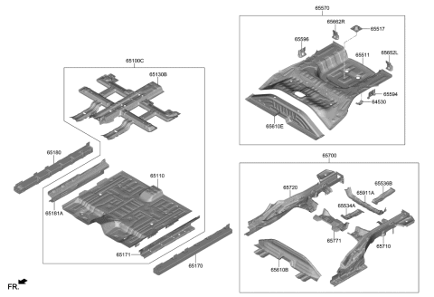 2021 Kia Niro EV Member Assembly-Rr Floor Diagram for 65610Q4000