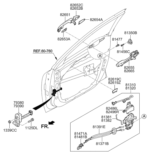2021 Kia Niro EV Pad-Door Outside Handle Diagram for 82654G5000