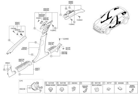 2020 Kia Niro EV Fastener-Door Trim Diagram for 858493X000