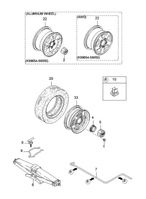 1998 Kia Sportage Wheel Disc Diagram for K9965086050