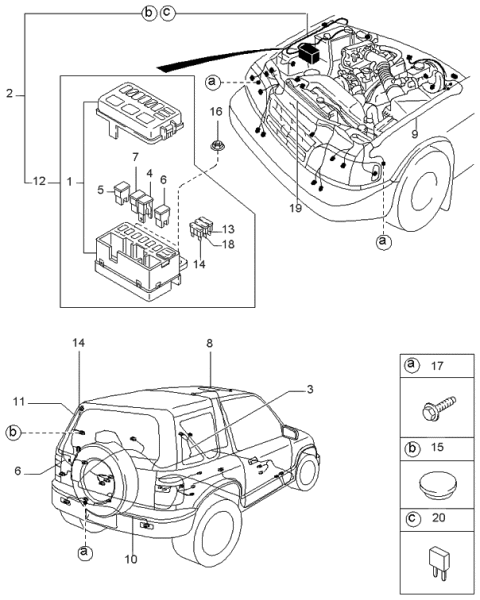 1998 Kia Sportage Wiring Assembly-Room Diagram for 0K01267100A