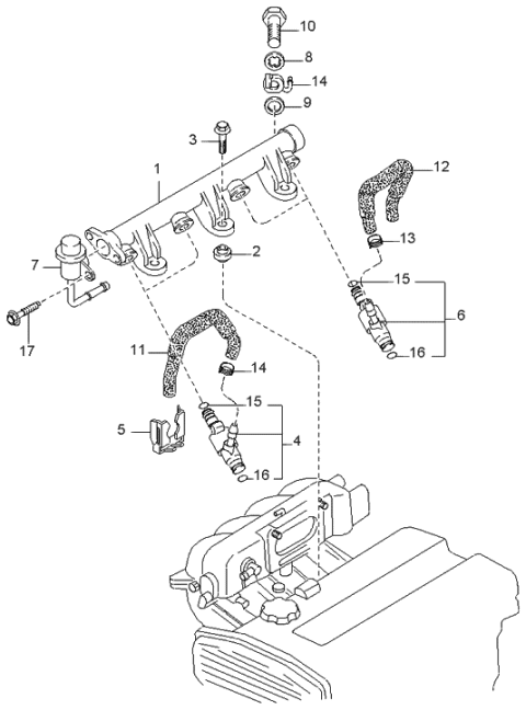 2000 Kia Sportage Injector Assembly-Fuel Diagram for 0K01D13260