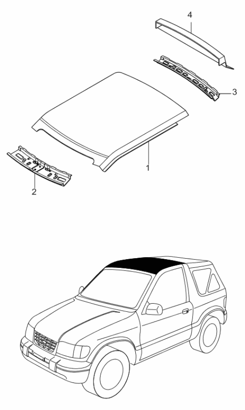 1999 Kia Sportage Roof Panel Diagram for 0K01A70611