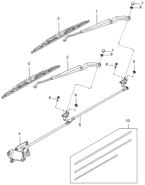 1997 Kia Sportage Driver Windshield Wiper Blade Assembly Diagram for MDX5067330A
