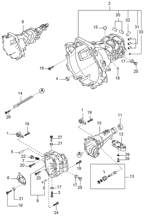 1997 Kia Sportage Housing Assembly-Extension Diagram for 0K02A17330A
