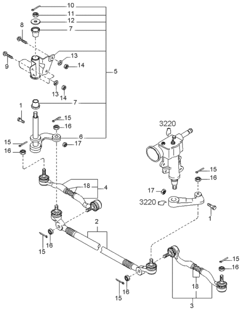 1999 Kia Sportage Idler/Spindle Assembly Diagram for 0K01132340