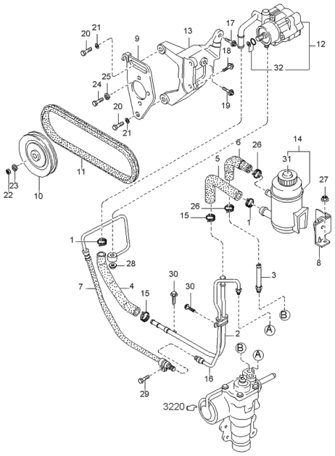1999 Kia Sportage Pipe Assembly NO4 Diagram for 0K01232440A