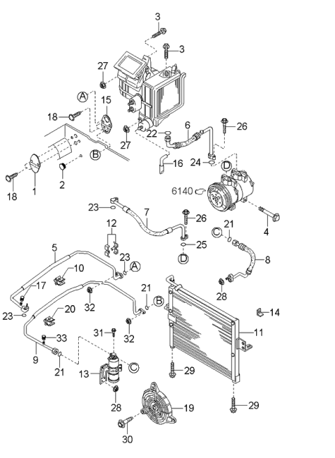 1998 Kia Sportage Suction Pipe Assembly Diagram for 0K01A61458B