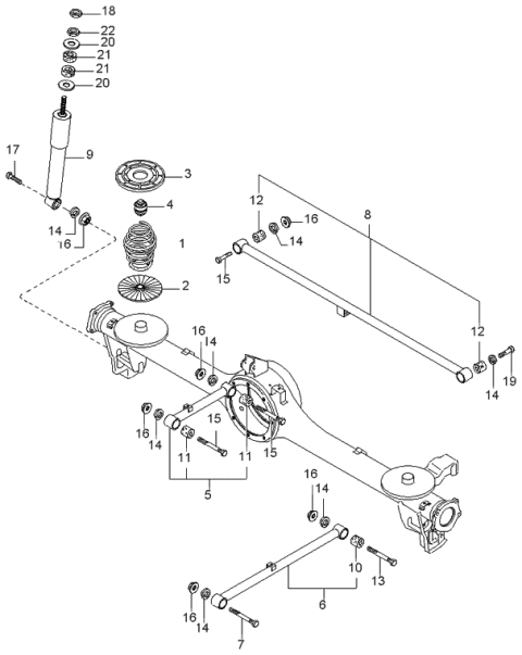 1998 Kia Sportage Rear Shock Absorber Assembly Diagram for 0K01828710