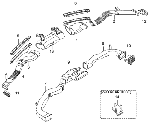 1998 Kia Sportage Grille-Defroster,LH Diagram for 0K08B60781B70