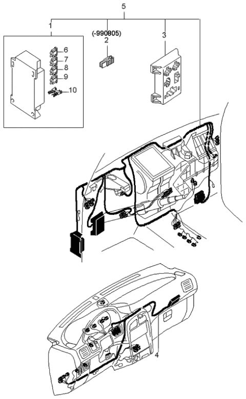 2000 Kia Sportage Main Fuse Block Assembly Diagram for 0K08B66730A
