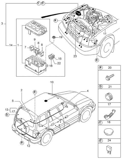 1999 Kia Sportage Main Fuse Block Assembly Diagram for 0K01566760D