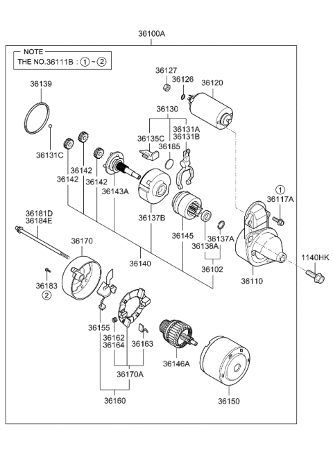 2009 Kia Spectra SX Front Bracket Assembly Diagram for 3611023170