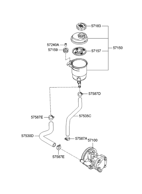 2009 Kia Spectra SX Power Steering Oil Pump Diagram
