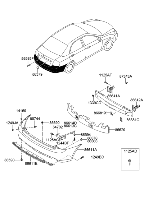 2009 Kia Spectra SX Bolt-Washer Assembly Diagram for 1125410307B