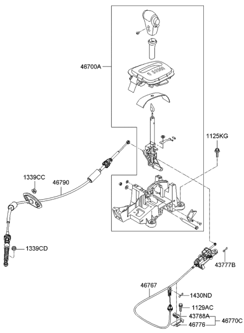 2008 Kia Spectra SX Shift Lever Control Diagram 1