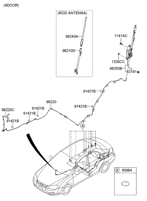 2008 Kia Spectra5 SX Mounting Base Diagram for 962582F000