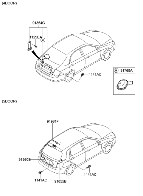 2007 Kia Spectra SX Wiring Assembly-Tail Gate Diagram for 916802F040