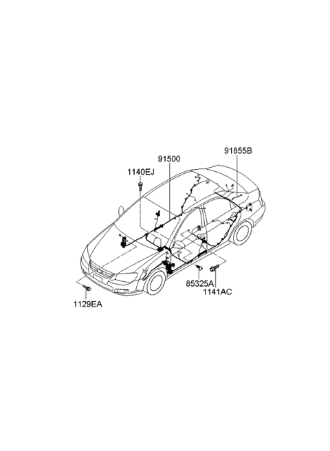 2009 Kia Spectra SX Wiring Assembly-Floor Diagram for 915162F191