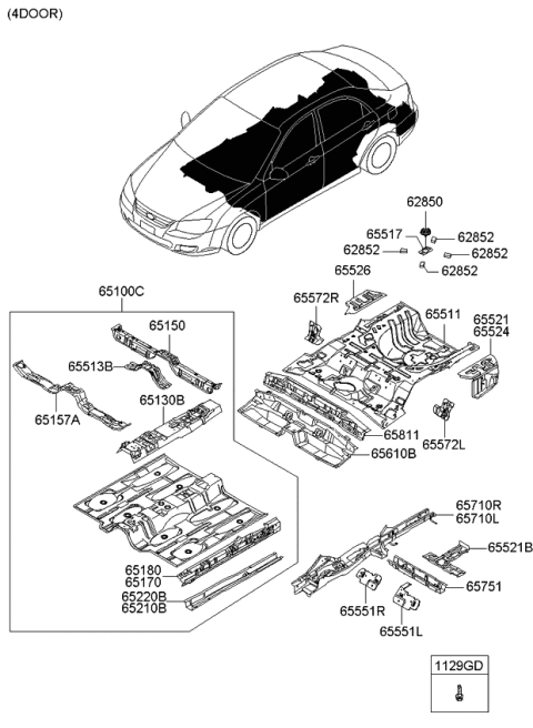 2008 Kia Spectra5 SX Reinforcement Assembly-R Diagram for 655612F000