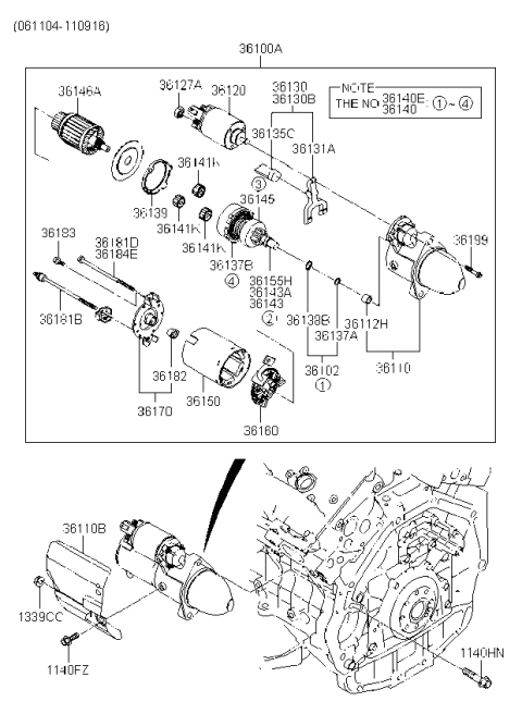 2009 Kia Sedona Shaft Assembly-Gear Diagram for 3614325010