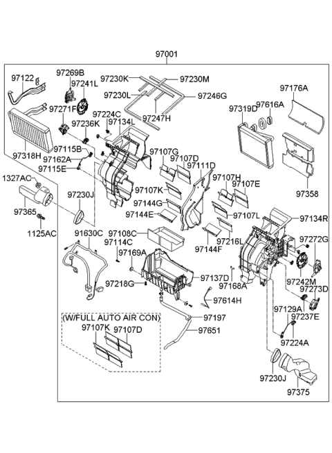 2009 Kia Sedona Heater System-Heater & Evaporator Diagram 1