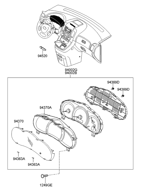 2013 Kia Sedona Cluster Assembly-Instrument Diagram for 940014D326