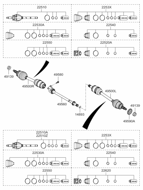 2006 Kia Sedona Joint Assembly-Cv LH Diagram for 495014D001