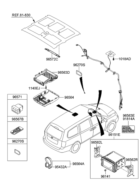 2010 Kia Sedona Label-Parts Content Diagram for 965630A900