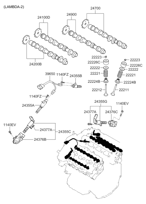2010 Kia Sedona Valve-Oil Control,RH Diagram for 243553CAB1
