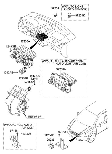 2008 Kia Sedona Sensor-INCAR & Humidity Diagram for 972704D000