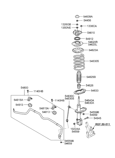 2011 Kia Sedona Front Shock Absorber Assembly, Right Diagram for 546614D101