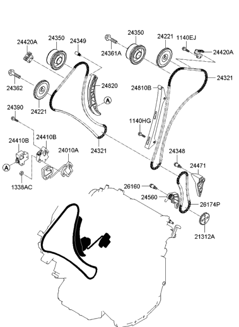 2008 Kia Sedona Adapter Assembly-Tensioner Diagram for 240103C510