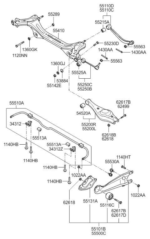 2014 Kia Sedona Arm Complete-Rear Lower Diagram for 552104D170
