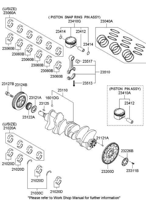 2009 Kia Sedona Bearing Set-Crankshaft Diagram for 210203C141
