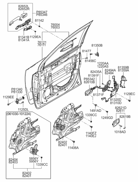 2008 Kia Sedona Front Door Outside Handle Assembly, Left Diagram for 826504D000
