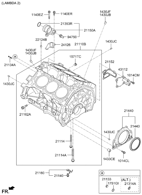 2013 Kia Sedona Cover Assembly-Oil Drain Diagram for 211603C700