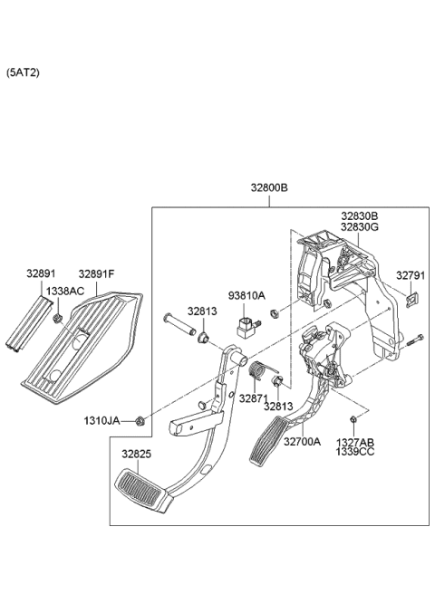 2006 Kia Sedona Cap-Foot Rest Diagram for 328954D000CS