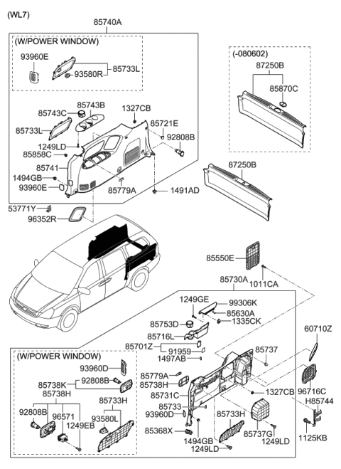 2009 Kia Sedona Clip-Trim Diagram for MH00268865