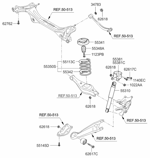 2009 Kia Sedona Rear Springs Diagram for 553504D101