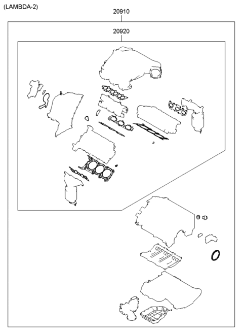 2008 Kia Sedona Gasket Kit-Engine OVEAUL Diagram for 209203CH00