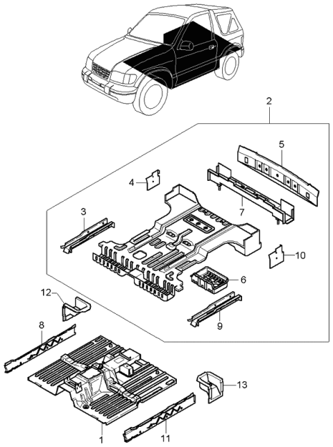 2001 Kia Sportage Panel Assembly-FFLOOR Diagram for 1K08A53600A